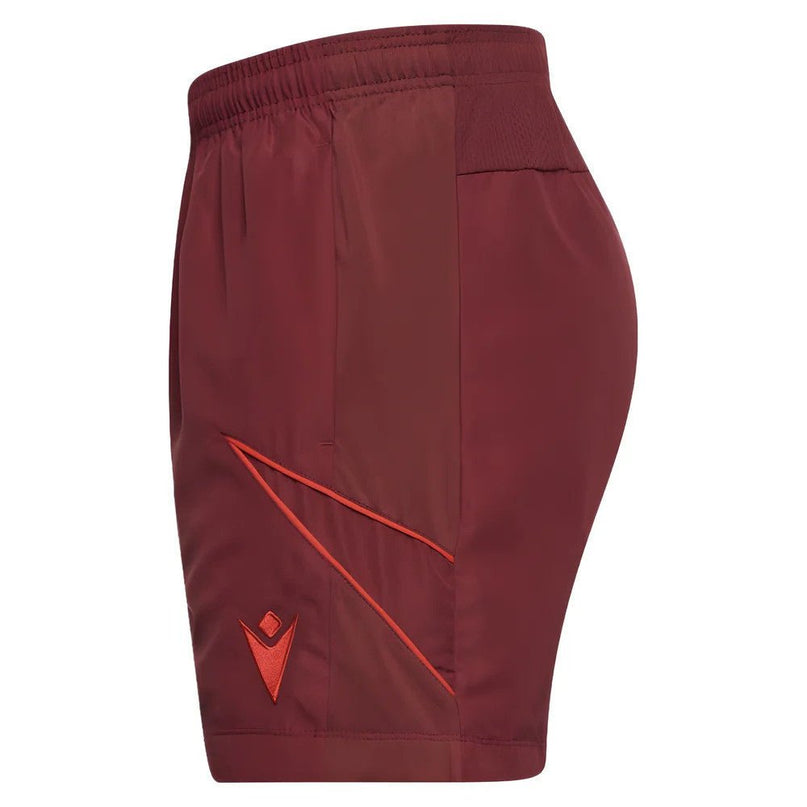 2025-2026 Wales Rugby Travel Bermuda Shorts (Deep Red) |Product - Shorts | Macron | Absolute Rugby