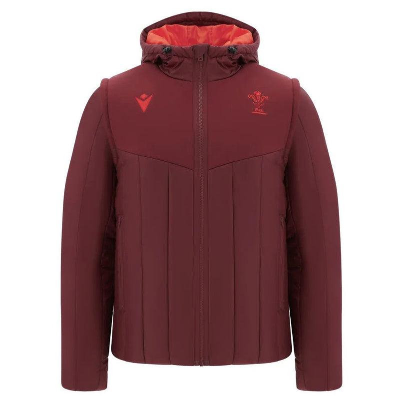 2025-2026 Wales Rugby Travel Bomber Jacket (Deep Red) |Product - Jackets | Macron | Absolute Rugby