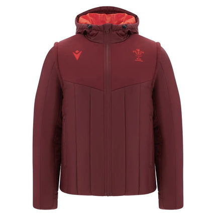 2025-2026 Wales Rugby Travel Bomber Jacket (Deep Red) |Product - Jackets | Macron | Absolute Rugby