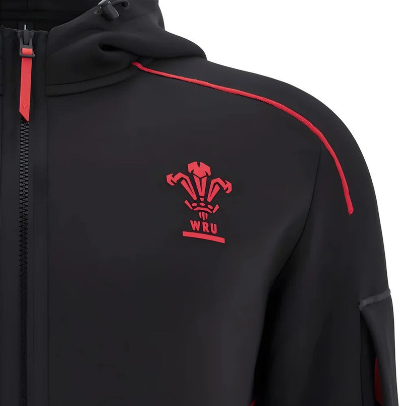 2025-2026 Wales WRU Ath Travel Tech Hoody (Black) |Product - Hoodies | Macron | Absolute Rugby