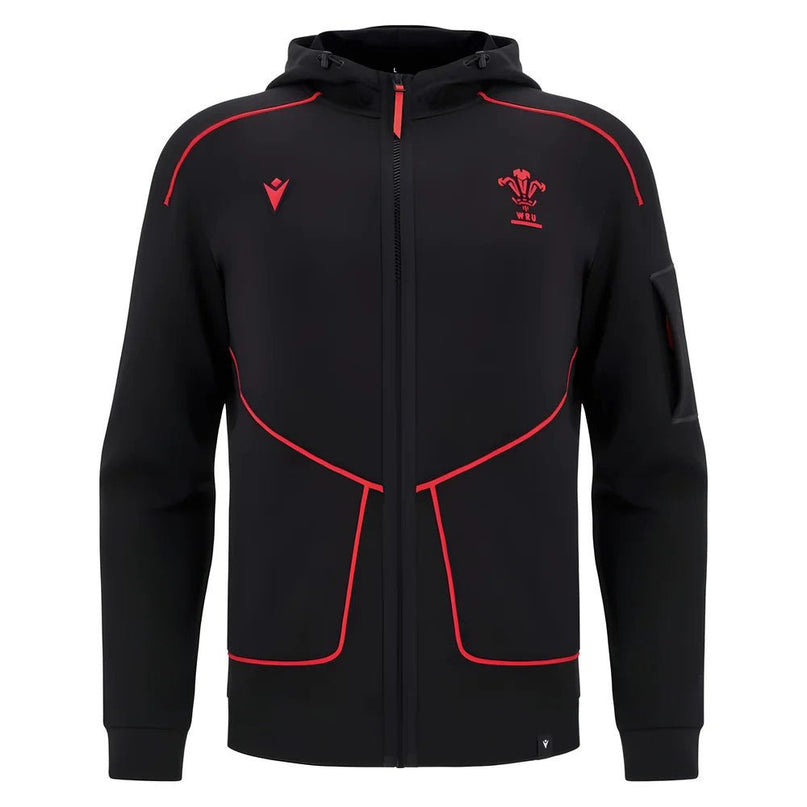 2025-2026 Wales WRU Ath Travel Tech Hoody (Black) |Product - Hoodies | Macron | Absolute Rugby