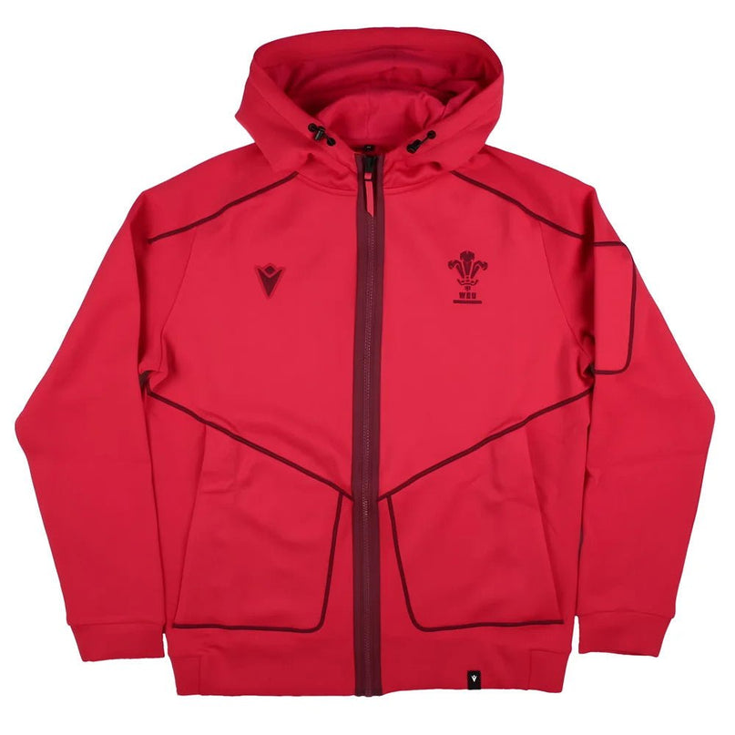 2025-2026 Wales WRU Ath Travel Tech Hoody (Red) |Product - Hoodies | Macron | Absolute Rugby