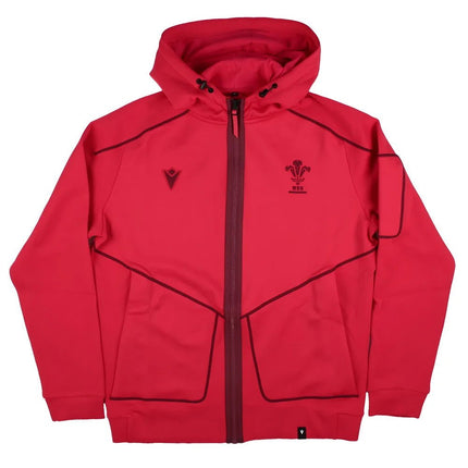2025-2026 Wales WRU Ath Travel Tech Hoody (Red) |Product - Hoodies | Macron | Absolute Rugby