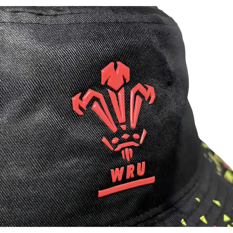 2025-2026 Wales WRU Custom Bucket Hat (Black) |Product - Headwear | Macron | Absolute Rugby