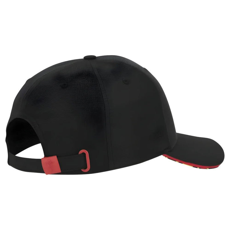 2025-2026 Wales WRU Custom Cap Curved Visor (Black) |Product - Headwear | Macron | Absolute Rugby