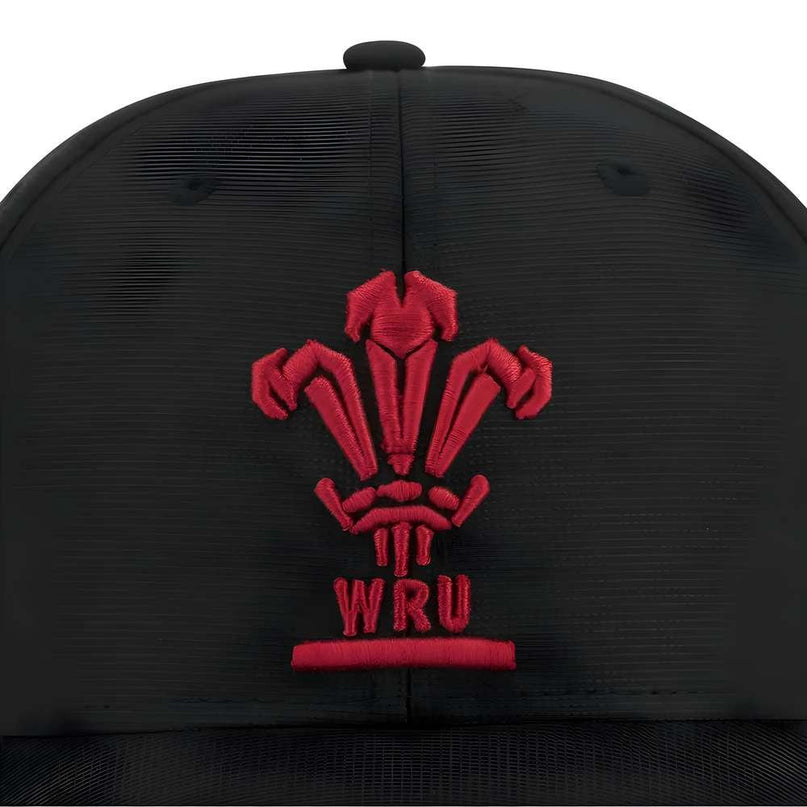 2025-2026 Wales WRU Custom Cap Curved Visor (Black) |Product - Headwear | Macron | Absolute Rugby