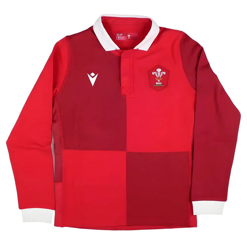 2025-2026 Wales WRU Home LS Cotton Rugby Shirt (Kids) |Product - Football Shirts | Macron | Absolute Rugby