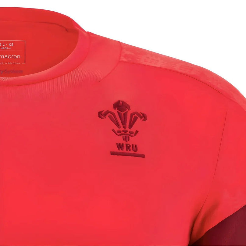 2025-2026 Wales WRU Player Training Shirt (Red) - Kids |Product - Training Shirts | Macron | Absolute Rugby