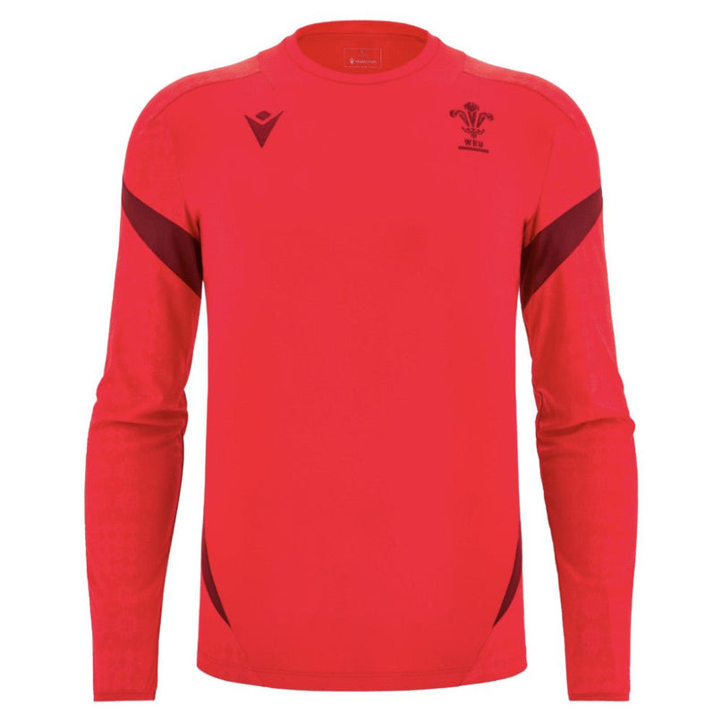2025-2026 Wales WRU Rugby LS Player Training Shirt (Red) |Product - Training Shirts | Macron | Absolute Rugby