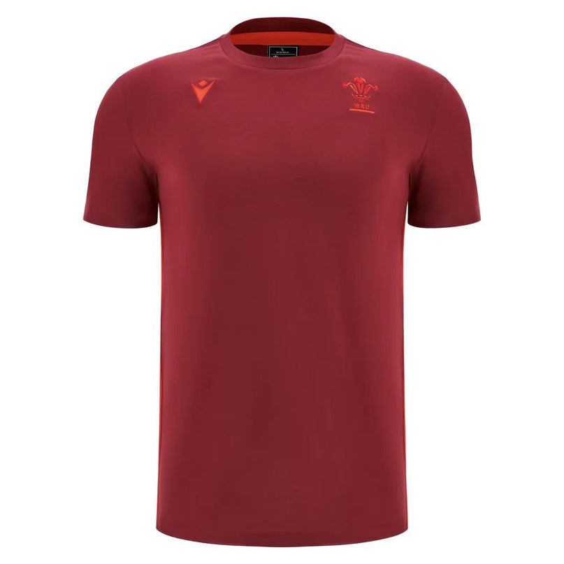 2025-2026 Wales WRU Rugby Travel Cotton Tee (Deep Red) |Product - T-Shirt | Macron | Absolute Rugby