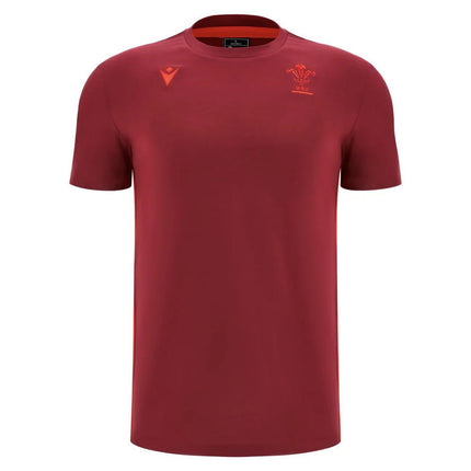 2025-2026 Wales WRU Rugby Travel Cotton Tee (Deep Red) |Product - T-Shirt | Macron | Absolute Rugby