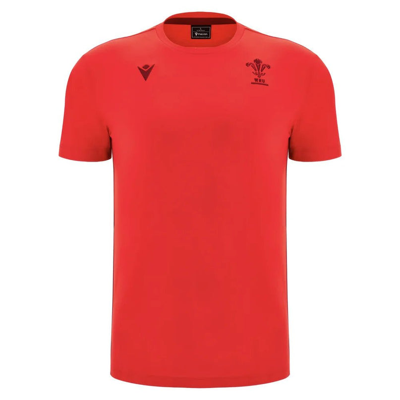 2025-2026 Wales WRU Rugby Travel Cotton Tee (Red) |Product - T-Shirt | Macron | Absolute Rugby