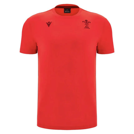 2025-2026 Wales WRU Rugby Travel Cotton Tee (Red) |Product - T-Shirt | Macron | Absolute Rugby