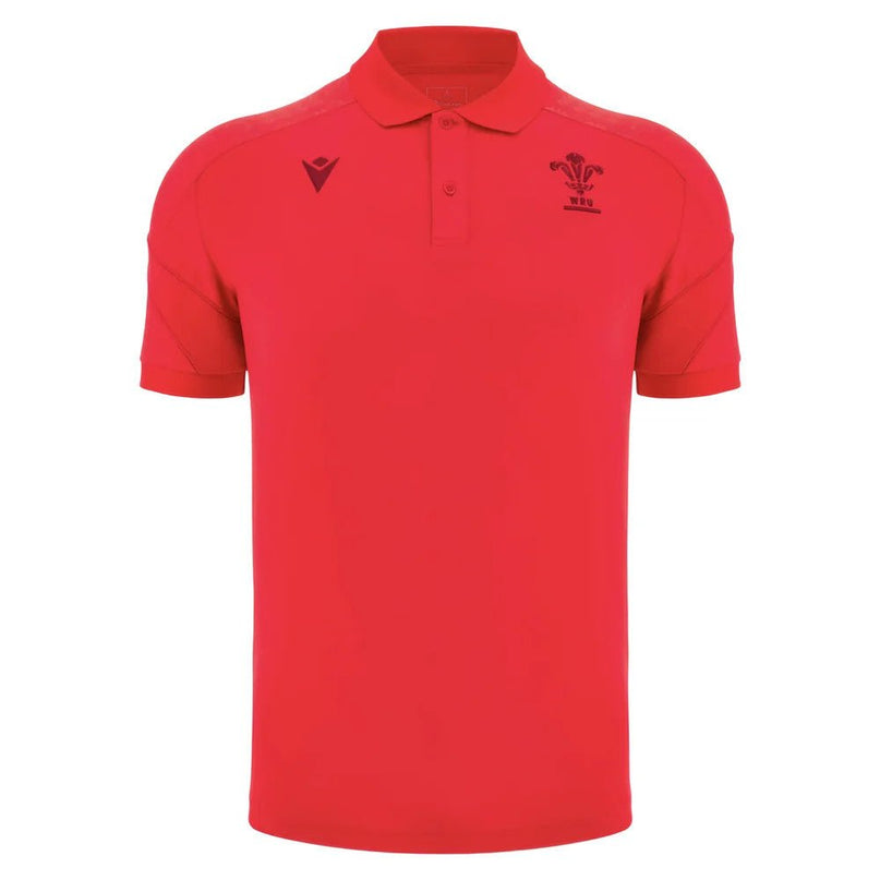 2025-2026 Wales WRU Rugby Travel Poly Polo Shirt (Red) |Product - Polo Shirts | Macron | Absolute Rugby