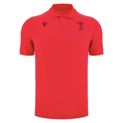 2025-2026 Wales WRU Rugby Travel Poly Polo Shirt (Red) |Product - Polo Shirts | Macron | Absolute Rugby