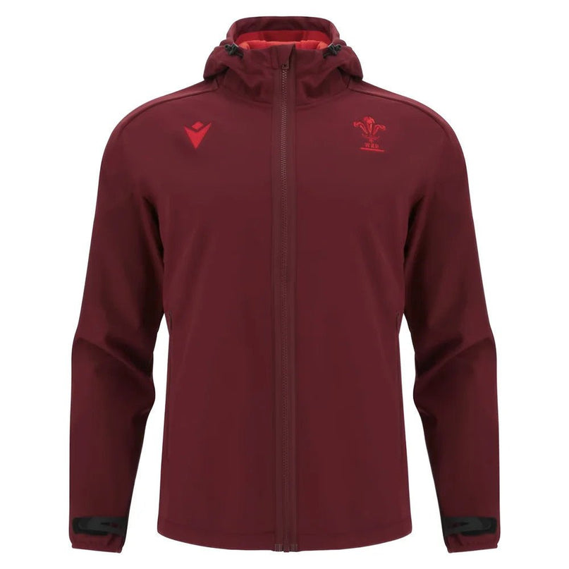 2025-2026 Wales WRU Rugby Travel Softshell Jacket (Deep Red) |Product - Jackets | Macron | Absolute Rugby