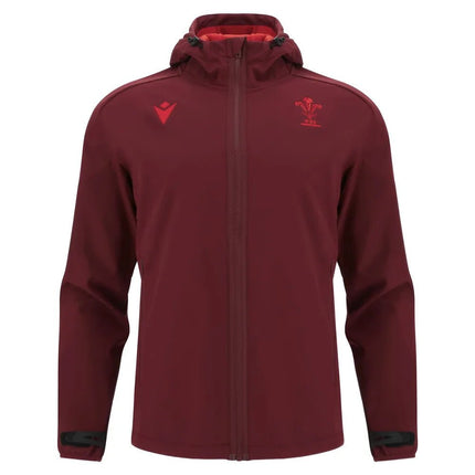 2025-2026 Wales WRU Rugby Travel Softshell Jacket (Deep Red) |Product - Jackets | Macron | Absolute Rugby
