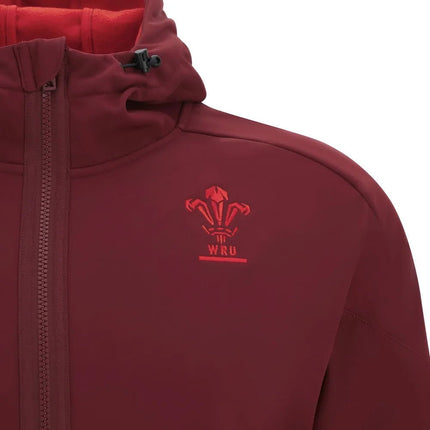 2025-2026 Wales WRU Rugby Travel Softshell Jacket (Deep Red) |Product - Jackets | Macron | Absolute Rugby