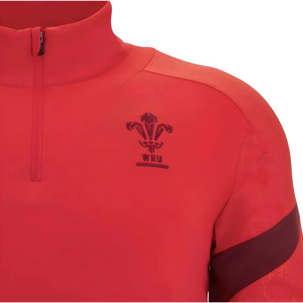 2025-2026 Wales WRU Training Player Quarter Zip Top (Red) |Product - Training Tops | Macron | Absolute Rugby