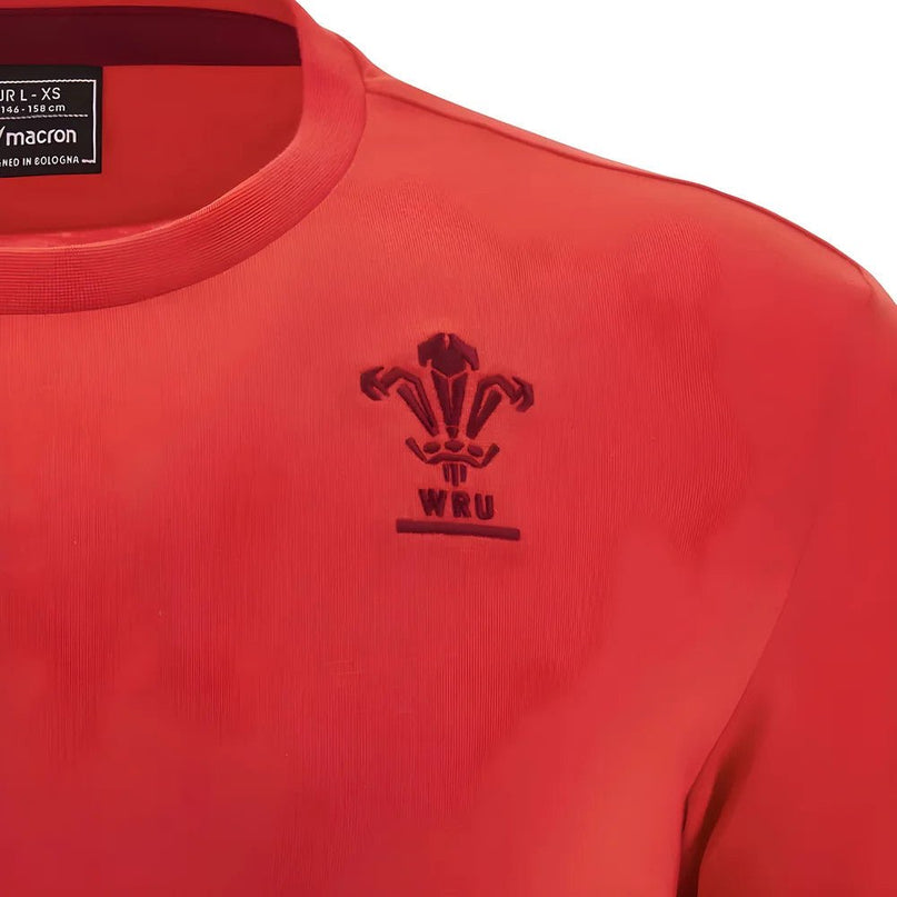 2025-2026 Wales WRU Travel Cotton Tee (Red) - Kids |Product - T-Shirt | Macron | Absolute Rugby