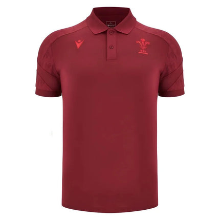 2025-2026 Wales WRU Travel Poly Polo Shirt (Deep Red) |Product - Polo Shirts | Macron | Absolute Rugby