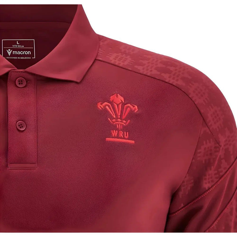 2025-2026 Wales WRU Travel Poly Polo Shirt (Deep Red) |Product - Polo Shirts | Macron | Absolute Rugby