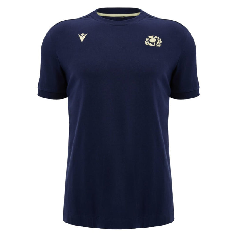2026-2027 Scotland Rugby Ath Cotton T-Shirt (Navy) |Product - T-Shirt | Macron | Absolute Rugby