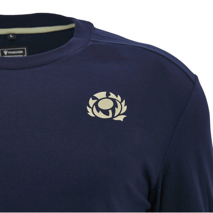 2026-2027 Scotland Rugby Ath LS Cotton Tee (Navy) |Product - T-Shirt | Macron | Absolute Rugby
