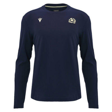 2026-2027 Scotland Rugby Ath LS Cotton Tee (Navy) |Product - T-Shirt | Macron | Absolute Rugby