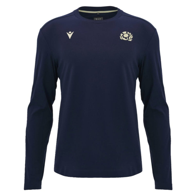 2026-2027 Scotland Rugby Ath LS Cotton Tee (Navy) |Product - T-Shirt | Macron | Absolute Rugby
