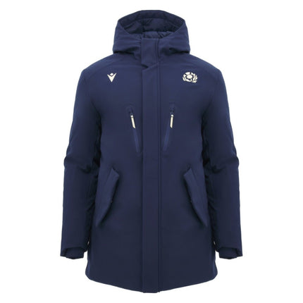2026-2027 Scotland Rugby Ath Waterproof Long Jacket (Navy) |Product - Jackets | Macron | Absolute Rugby