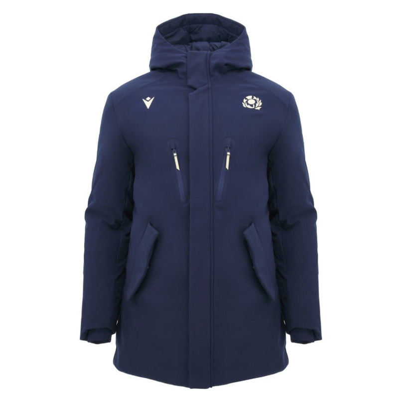 2026-2027 Scotland Rugby Ath Waterproof Long Jacket (Navy) |Product - Jackets | Macron | Absolute Rugby