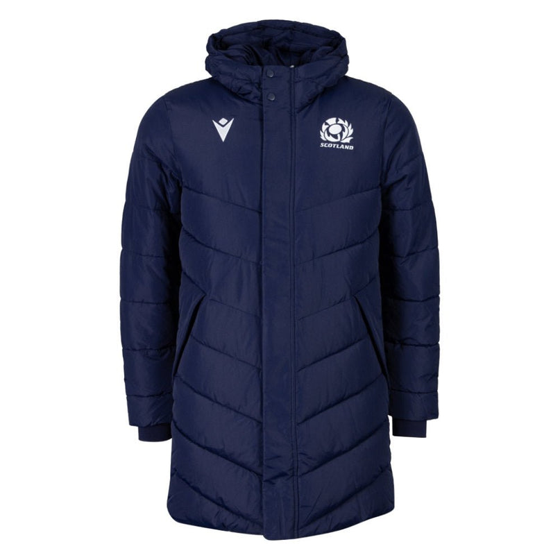 2026-2027 Scotland Rugby Long Bench Padded Jacket (Navy) |Product - Jackets | Macron | Absolute Rugby