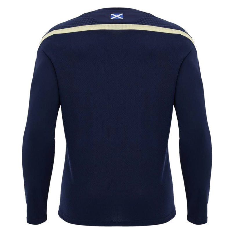 2026-2027 Scotland Rugby Training LS Shirt (Navy/Sand) |Product - Training Shirts | Macron | Absolute Rugby