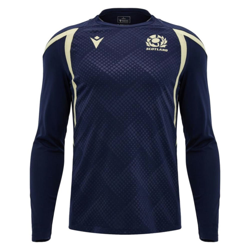 2026-2027 Scotland Rugby Training LS Shirt (Navy/Sand) |Product - Training Shirts | Macron | Absolute Rugby