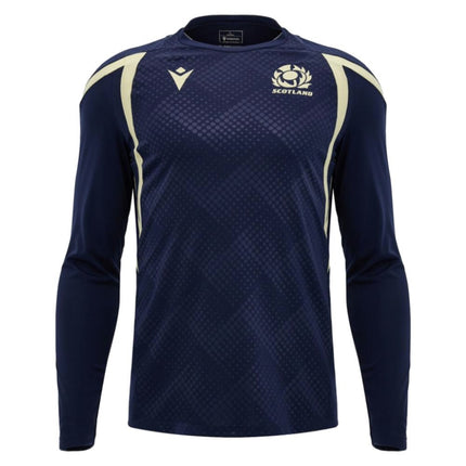 2026-2027 Scotland Rugby Training LS Shirt (Navy/Sand) |Product - Training Shirts | Macron | Absolute Rugby
