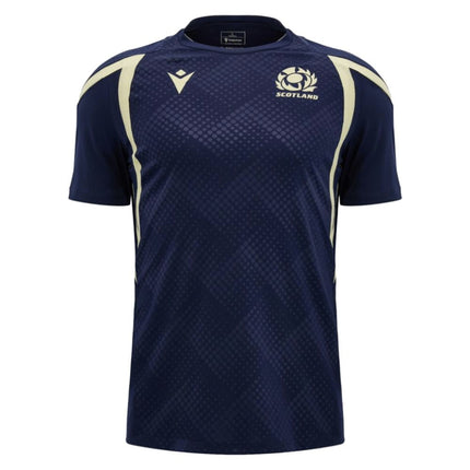 2026-2027 Scotland Rugby Training Shirt (Navy/Sand) |Product - Training Shirts | Macron | Absolute Rugby