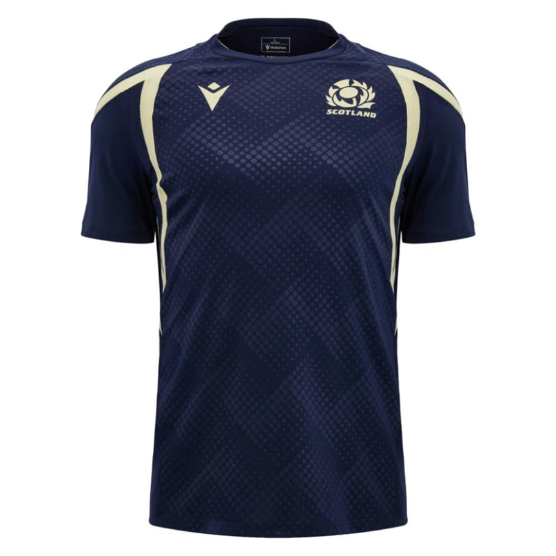 2026-2027 Scotland Rugby Training Shirt (Navy/Sand) |Product - Training Shirts | Macron | Absolute Rugby