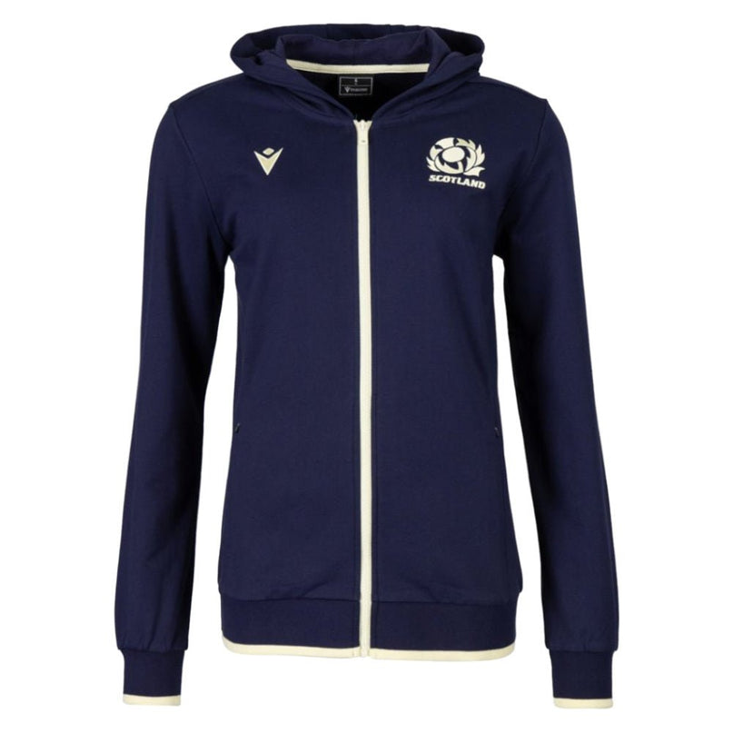 2026-2027 Scotland Rugby Travel Full Zip Hoodie (Navy/Sand) - Womens |Product - Hoodies | Macron | Absolute Rugby
