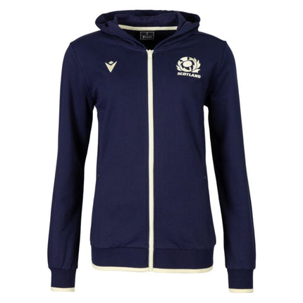 2026-2027 Scotland Rugby Travel Full Zip Hoodie (Navy/Sand) - Womens |Product - Hoodies | Macron | Absolute Rugby