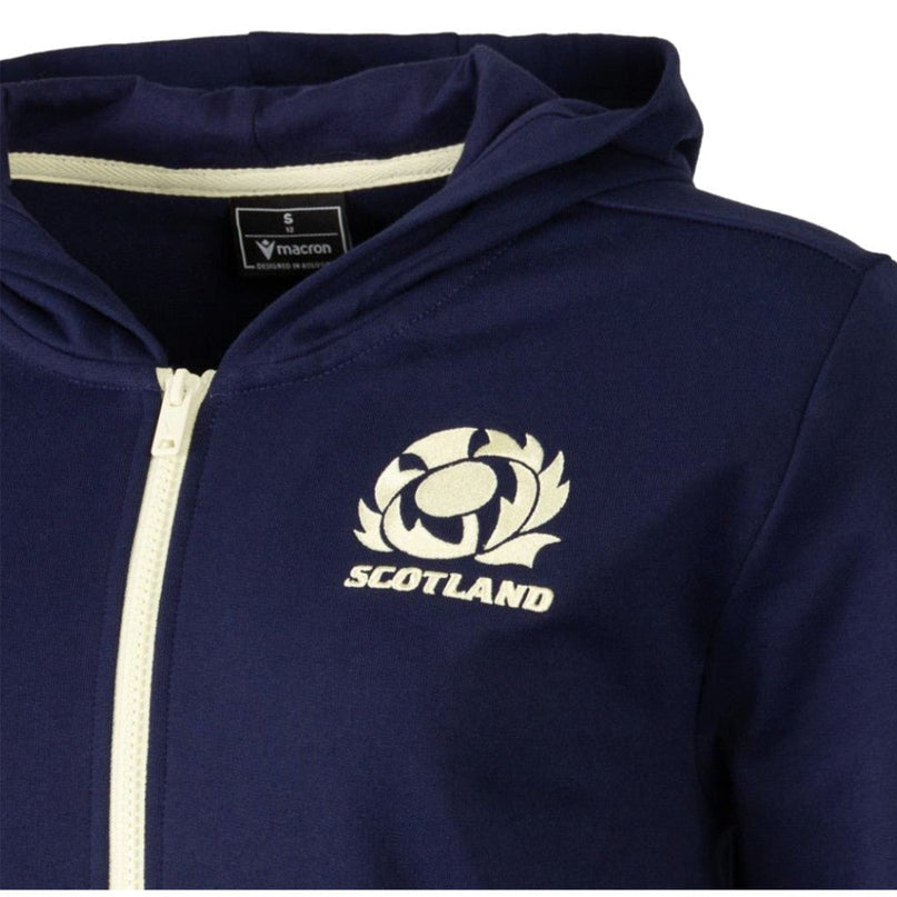 2026-2027 Scotland Rugby Travel Full Zip Hoodie (Navy/Sand) - Womens |Product - Hoodies | Macron | Absolute Rugby