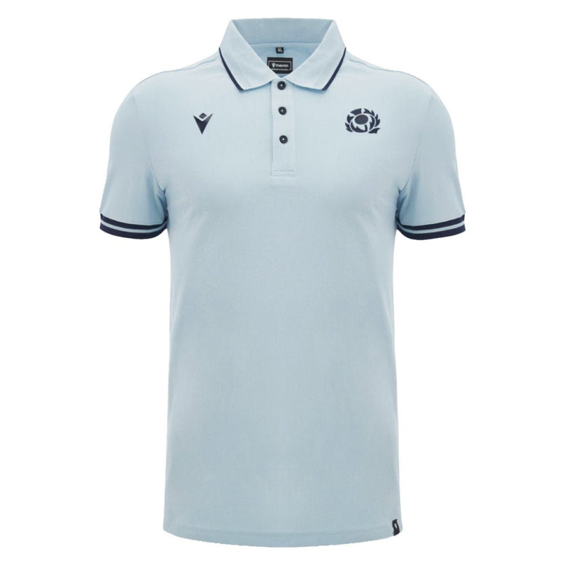 2026-2027 Scotland Rugby Travel Polo (Blue/Navy) |Product - Polo Shirts | Macron | Absolute Rugby