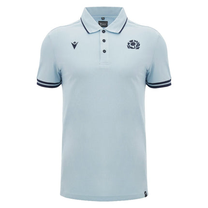 2026-2027 Scotland Rugby Travel Polo (Blue/Navy) |Product - Polo Shirts | Macron | Absolute Rugby