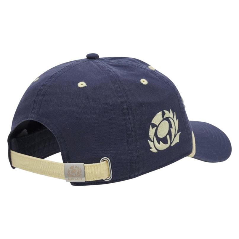 2026-2027 Scotland SRU Dad Baseball Cap (Navy/Sand) |Product - Headwear | Macron | Absolute Rugby