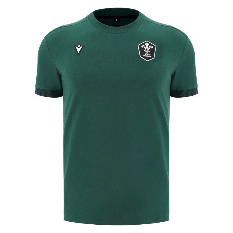 2026-2027 Wales WRU Athleisure Player Travel Tee (Green) |Product - T-Shirt | Macron | Absolute Rugby