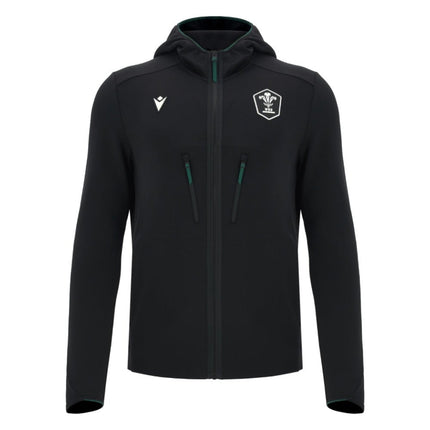 2026-2027 Wales WRU Athleisure Travel Full Zip Sweatshirt (Black) |Product - Sweat Tops | Macron | Absolute Rugby