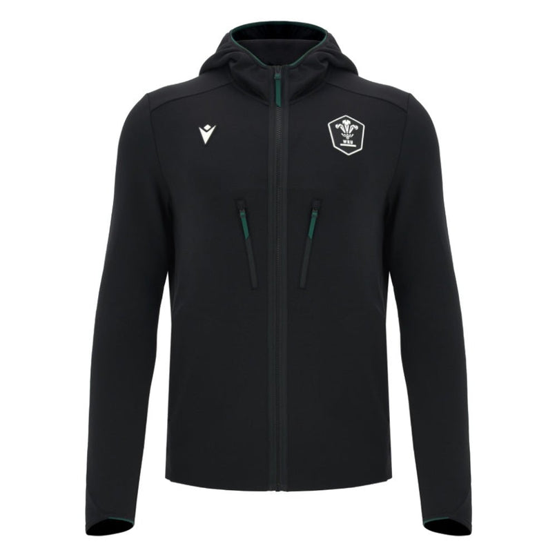 2026-2027 Wales WRU Athleisure Travel Full Zip Sweatshirt (Black) |Product - Sweat Tops | Macron | Absolute Rugby