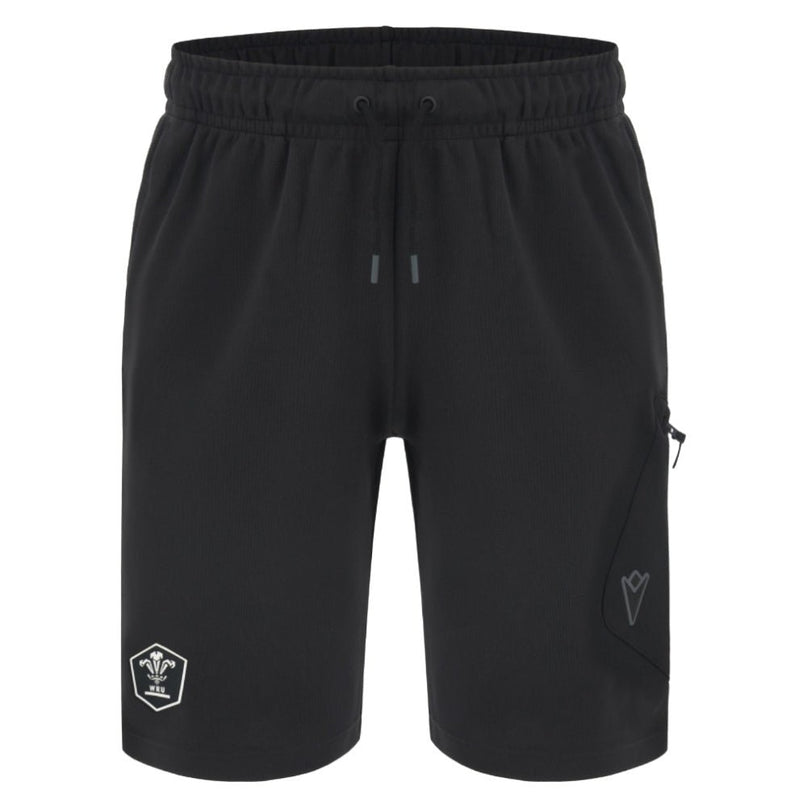 2026-2027 Wales WRU Bermuda Travel Cotton Shorts (Black) - Kids |Product - Shorts | Macron | Absolute Rugby