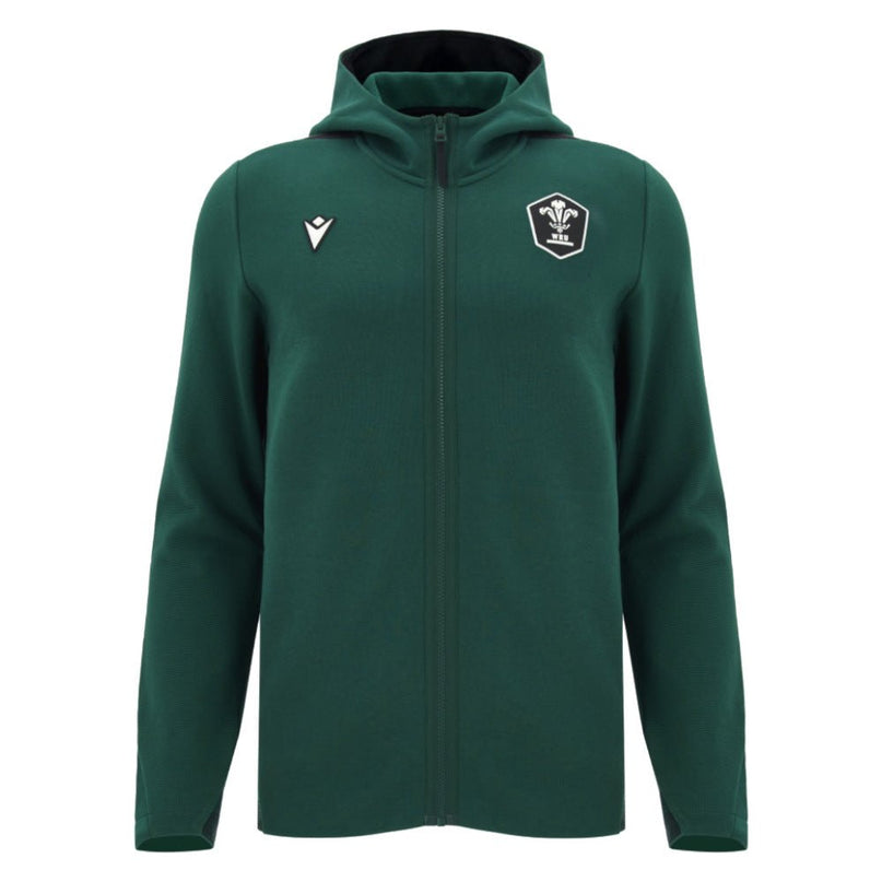 2026-2027 Wales WRU Rugby Ath Full Zip Hoodie (Green) |Product - Hoodies | Macron | Absolute Rugby