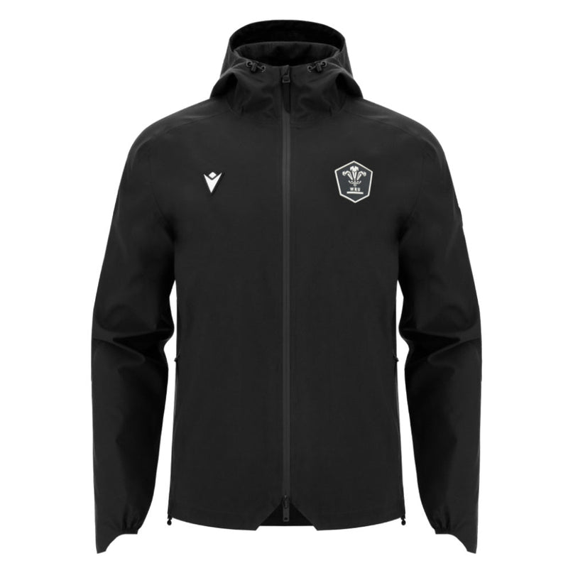 2026-2027 Wales WRU Rugby Ath Waterproof Jacket (Black) |Product - Jackets | Macron | Absolute Rugby